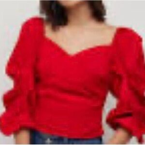 New York & Company Vibrant Red Blouse